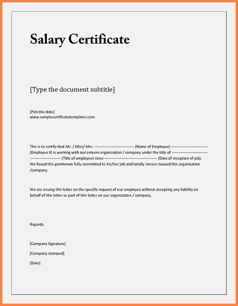 7 Salary Certificate Letter Format Word Simple Salary Slip Salary