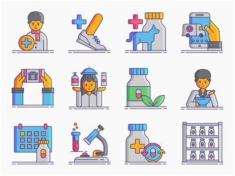 Pharmaceutical Icon Set Flat Icons