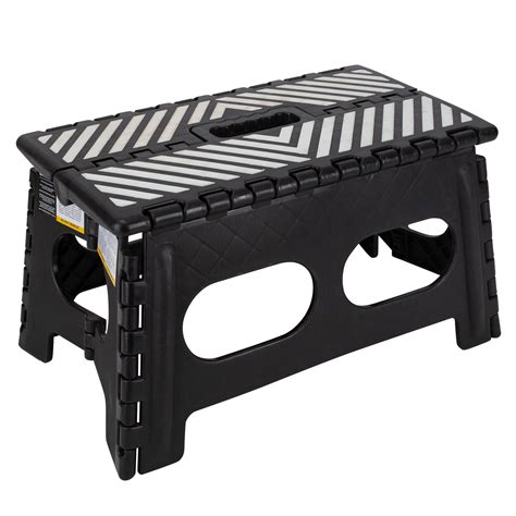 Simplify 9" Extra Wide 1 Step Plastic Folding Step Stool, Black ...