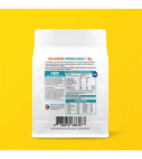 Colageno Hidrolizado Vit C D3 Y Magnesio 1kg En Polvo Paul More