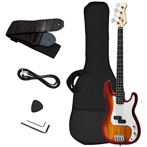 Safstar Guitare basse électrique à 4 cordes avec sangle et sac de