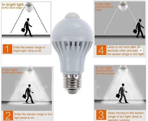Светодиодная лампочка с датчиком движения. 9w/220v, новый, в наличии ...