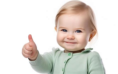 Premium AI Image | A baby with a thumbs up sign that says " thumbs up