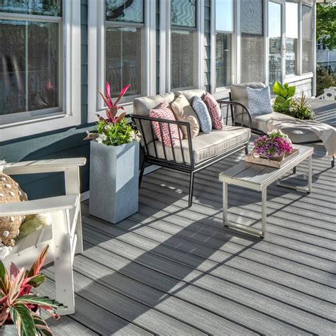 Trex Enhance Naturals 16 Ft Foggy Wharf Grooved Composite Deck Board In The Composite Deck