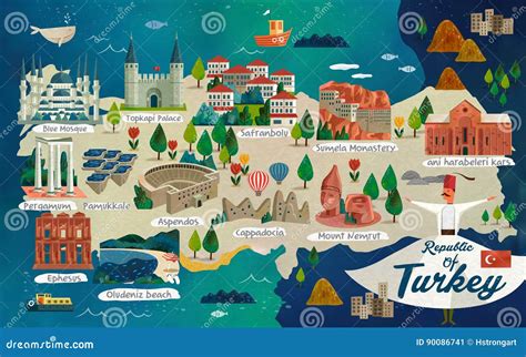 Mapa Do Curso De Turquia Ilustra O Do Vetor Ilustra O De F Rias