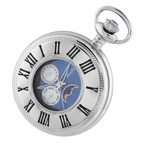 Woodford Half Hunter Chrome Moondial Pocket Watch W Pocketwatch Usa