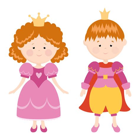 Vector illustration of a princess and a prince in pink. Princess ...