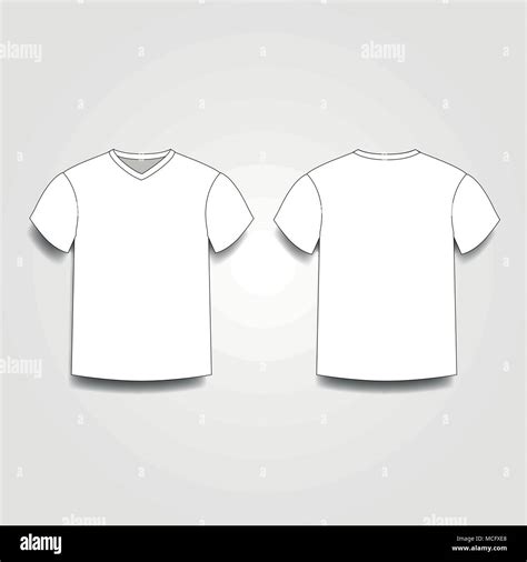 White Men S T Shirt Template V Neck Front And Back Side Views Vector Of Male T Shirt Wearing