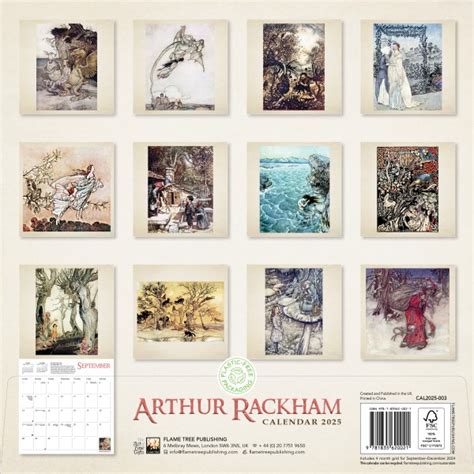 Arthur Rackham Wall Calendar 2025 Art Calendar Flame Tree Publishing