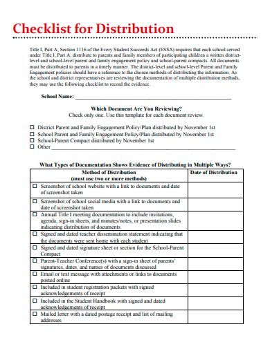 Free Distribution Checklist Samples In Pdf Ms Word