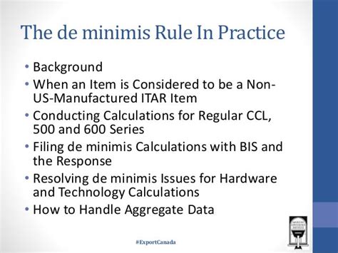 The de minimis Rule In Practice