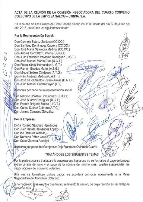 Comité de Empresa Global Salcai Utinsa Acta de la reunión Comisión