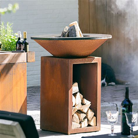 Charcoal Bbq Pit Corten Steel Gnee Garden