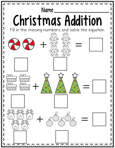 Christmas Addition Up To 10 Worksheet Preschool And Kindergarten Worksheets Library