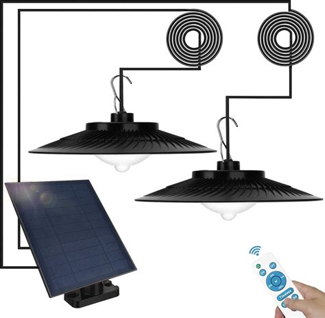 Syouhome Solar Shed Lights Outdoor Waterproof 900lm Dual Head Solar Pendant Light With Motion