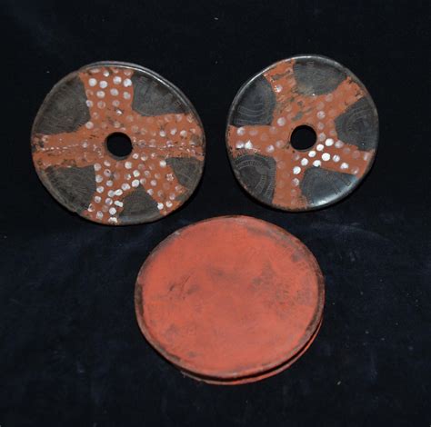 Lot Three Mursi Tribe Clay Lip Plates Ethiopia Africa