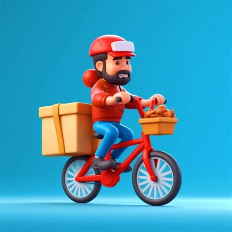 Premium Ai Image Delivery Man Riding Scooter Illustration