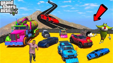 GTA 5 Franklin Testing Cars Vs Massive Mountain In GTA 5 Shinchan