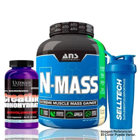 Pack Ans N Mass Lb Vainilla Creatina Gr Shaker Selltech Nutrition