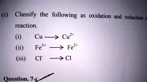 Solved Classify The Following As Oxidation And Reduction Reaction And Complete The Reaction