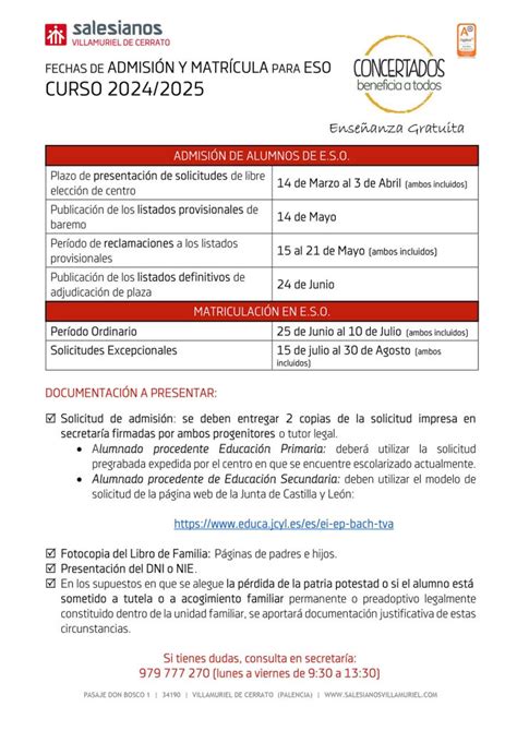 Periodo De Matriculaci N En Educaci N Secundaria Obligatoria Eso