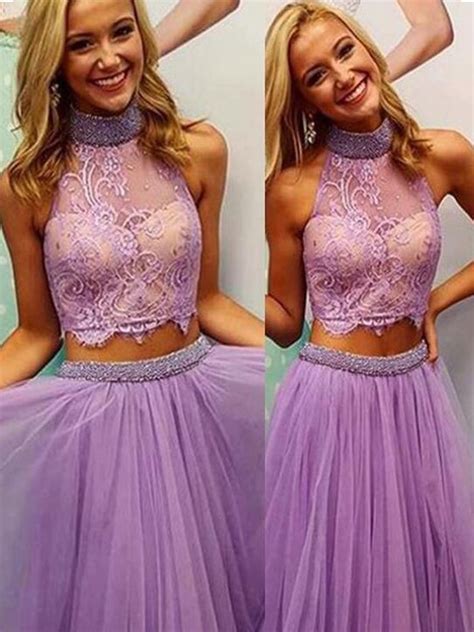 Two Piece Homecoming Dress Sleeveless Homecoming Dress Tulle