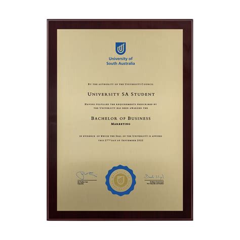 university  south australia certificate plaque medium frames