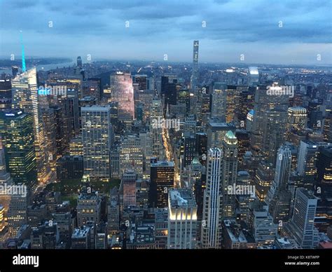 Sunset of New York Skyline Stock Photo - Alamy