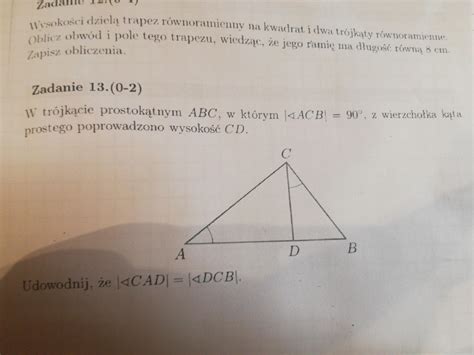 W trójkącie prostokątnym ABC w którym ACB 90 z wierzchołka kąta