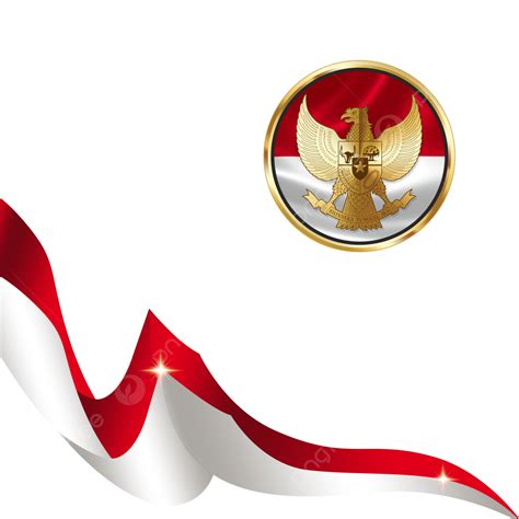 Gold Garuda Indonesia Reform Tribal Style Golden Flag Ribbon Pancasila