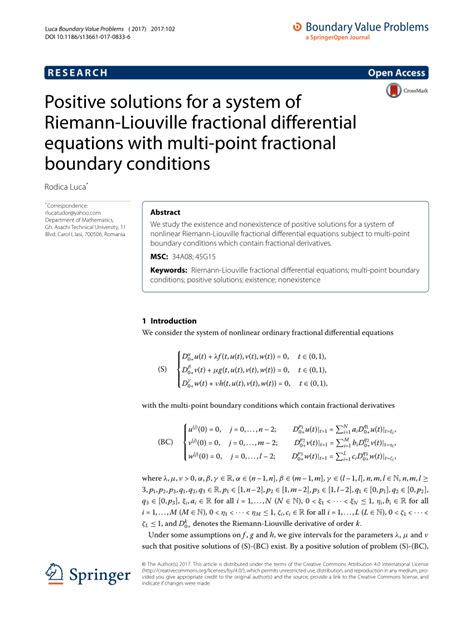 Pdf Positive Solutions For A System Of Riemann Liouville Fractional