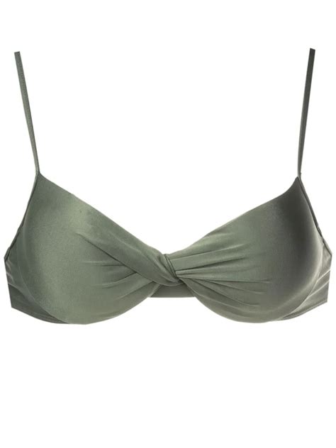 Lygia Nanny Cassis Twisted Bikini Top Green FARFETCH