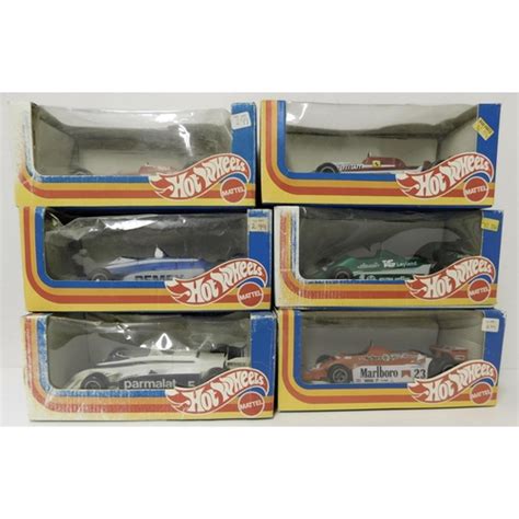 Six Vintage Mattel Hot Wheels Formula Cars Made In Italy Boxed