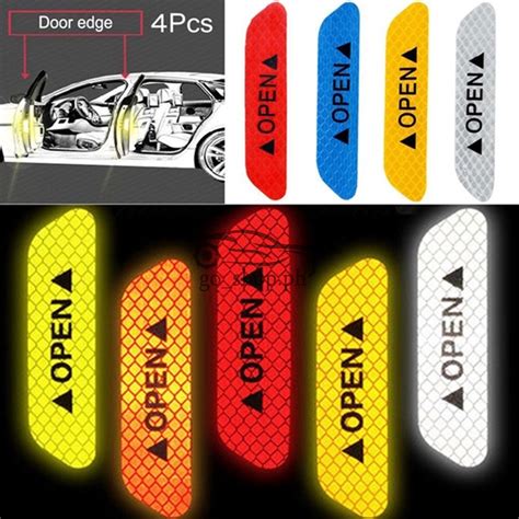 Pcs Set Car Door Open Reflective Sticker Tape Decal Safety Warn Sign