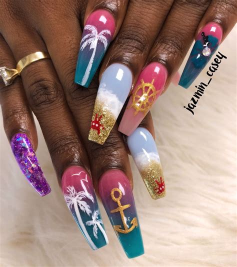 Jazmin 💅🏽 Nail Bo On Instagram “sailing Souls ⚓️ She S Going On A Cruise 🛳🌺🌴🦀 Peep The