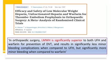 Dvt Prophylaxis In Orthopaedic Surgery Ppt