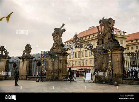 Prague Castle gate Wrestling Titans monumental sculptures, Czech ...