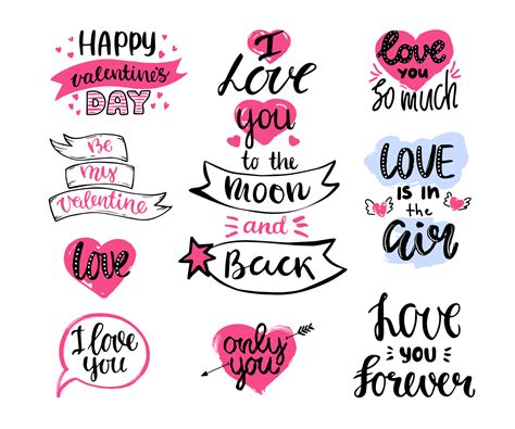 Phrases for Valentine's day, a Declaration of love. Hand drawn ...