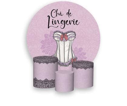Painel De Festa Redondo x Trio De Capas Cilindro Chá Lingerie Corpete Laços