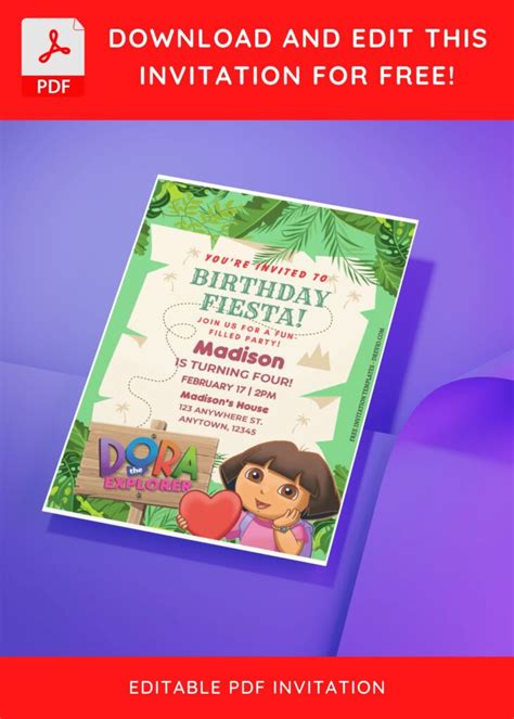 Free Editable Pdf Sail Into Adventure Dora The Explorer Birthday Invitation Templates