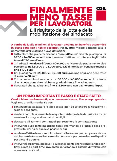 Da Luglio Meno Tasse Per I Lavoratori Caaf Cgil Emilia Romagna