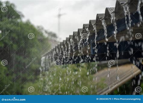 Heavy Rain on the Roof of the House Stock Image - Image of pattern ...