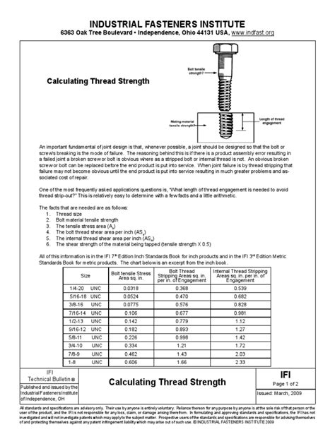 Calculating Thread Strength Pdf Screw Strength Of Materials