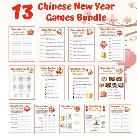 13 Chinese New Year Games Bundle New Year Printable Games CNY Games Lunar New Year Games Year of ...