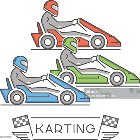 Logo Dan Simbol Karting Garis Dan Datar Ilustrasi Stok Unduh Gambar