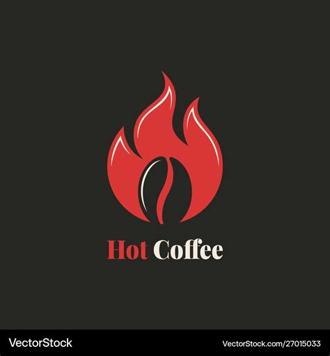 Coffee Bean With Fire Flame Hot Coffee Logo Vector Image