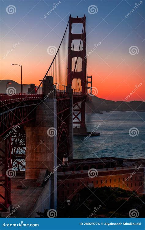 Golden Gate Bridge At Dusk Stock Photo Image Of Famous 28029776