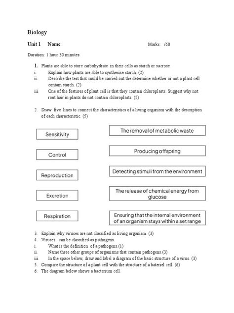 Biology Unit 1 Name | PDF | Plants | Nutrition