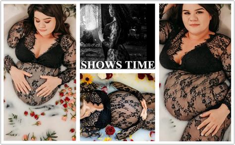 Amazon Ohyeah Plus Size Long Gown Lingerie Floral Lace Nightgown Lace Maxi Maternity Dress