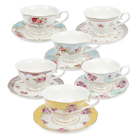 Fanquare Tasse Caf En Porcelaine Florale Color E Avec Soucoupe